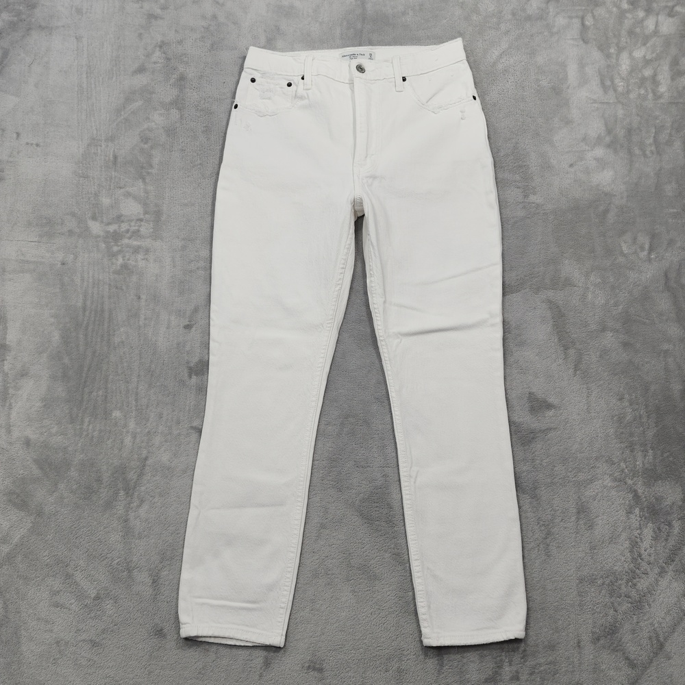 Abercrombie & Fitch Jeans Womens 6/28 White High Rise Skinny Distressed Stretch